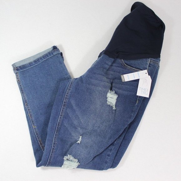 Time and Tru Maternity Boyfriend Jean Comfort Belly Band SIze M (8-10) NWT - Picture 1 of 6